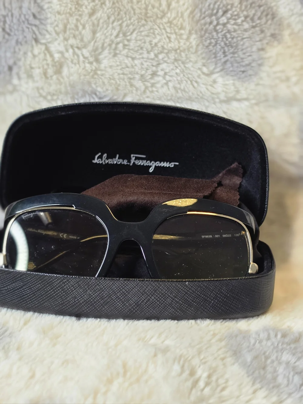 Salvatore Ferragamo Women’s Black and Gold Sunglasses